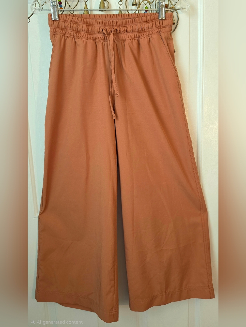 Old Navy Stretchtech Wide-Leg Cropped Drawstring Pants Womens XS Terracotta Acti